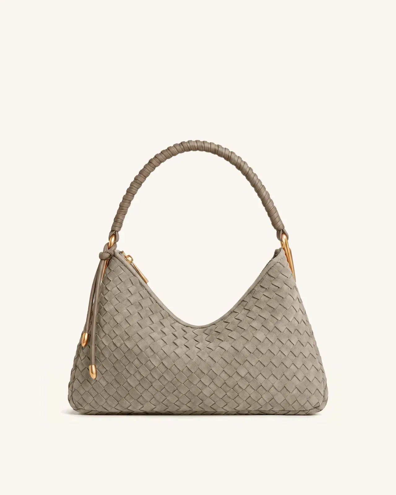 Jw Pei Lorena Woven Faux Suede Shoulder Bag Stone Taupe