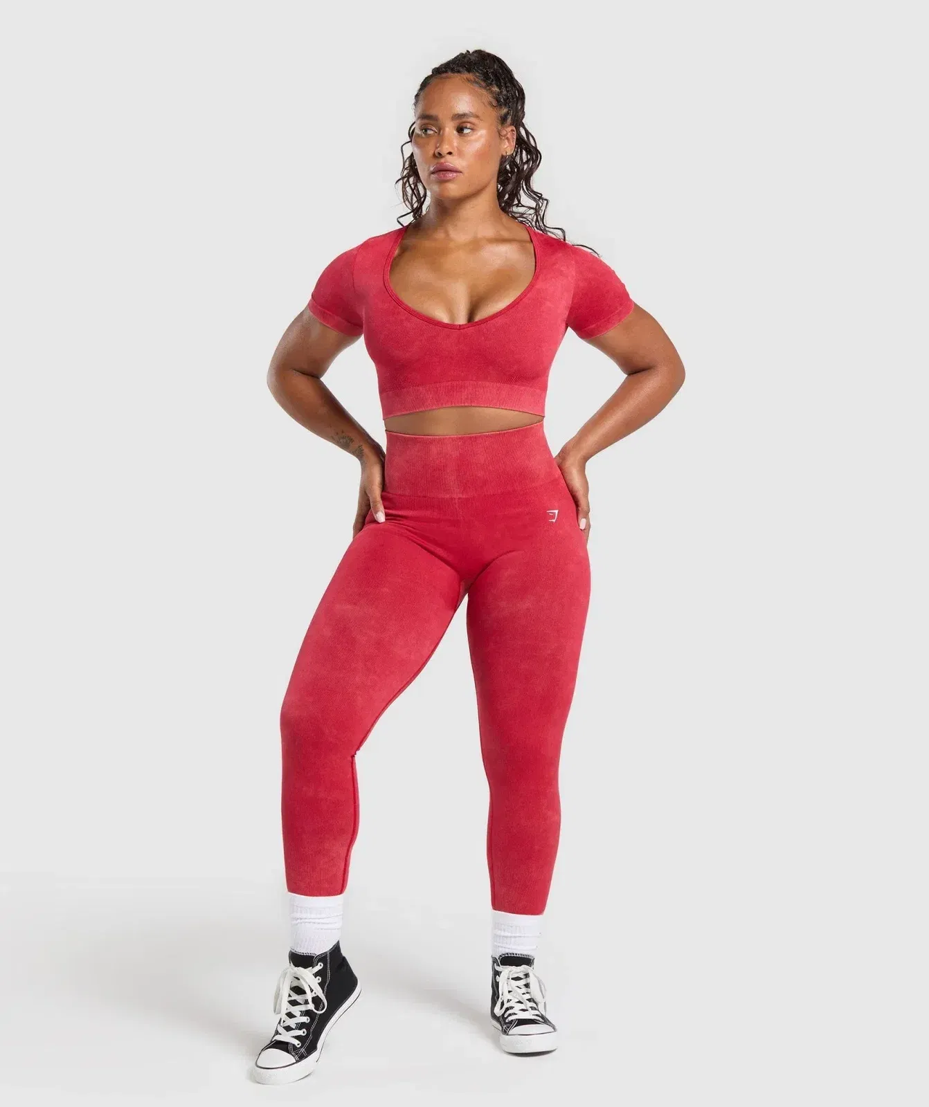 Women's Gymshark Gains Seamless Washed Crop Top Carmine Red