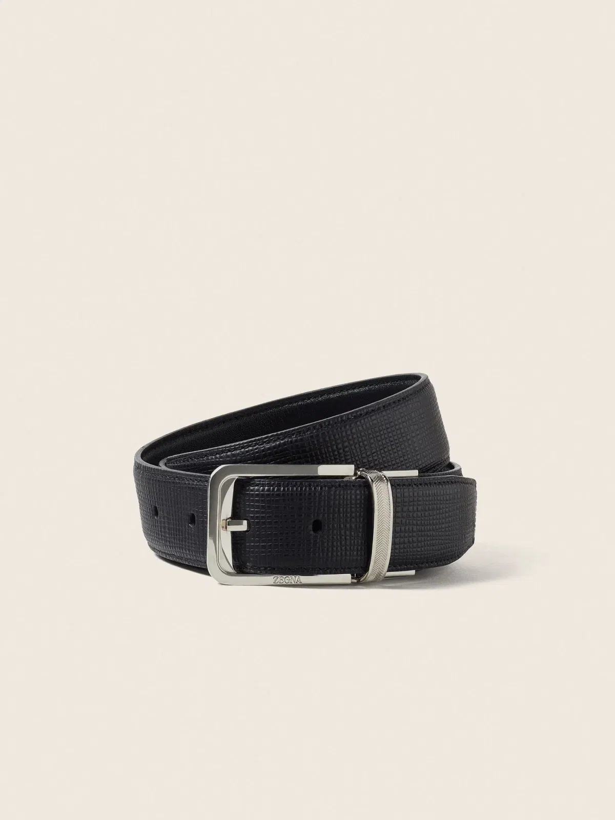 Zegna Black Reversible Leather Belt