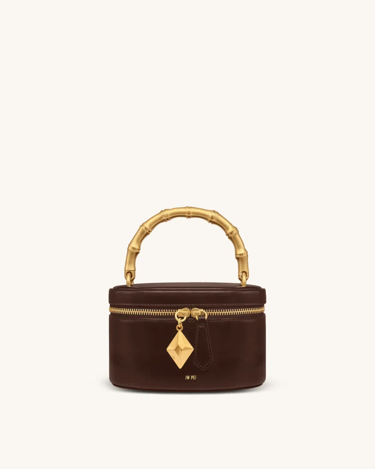 Jw Pei Natalie Metal Geometric Pendant Handle Bag Dark Brown
