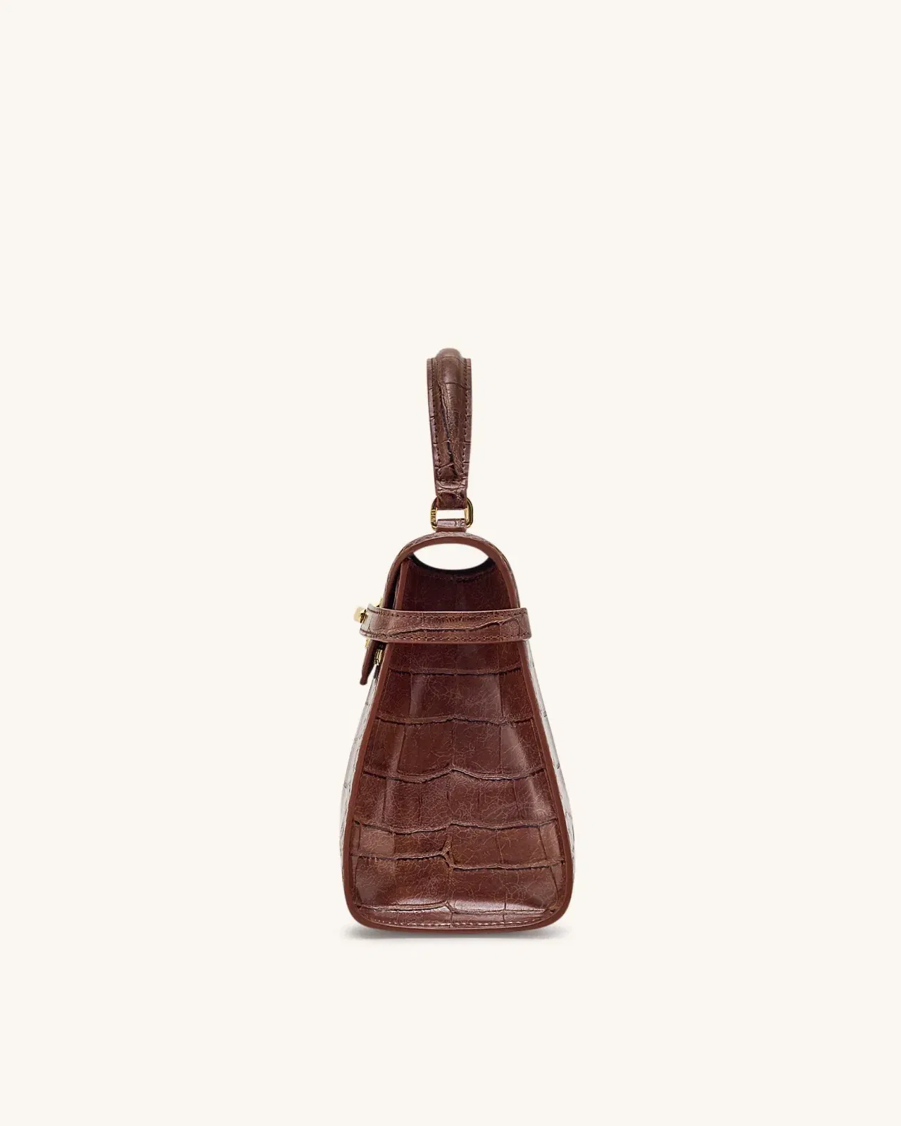 Jw Pei Elise Large Croc Embossed Top Handle Bag Chestnut Brown