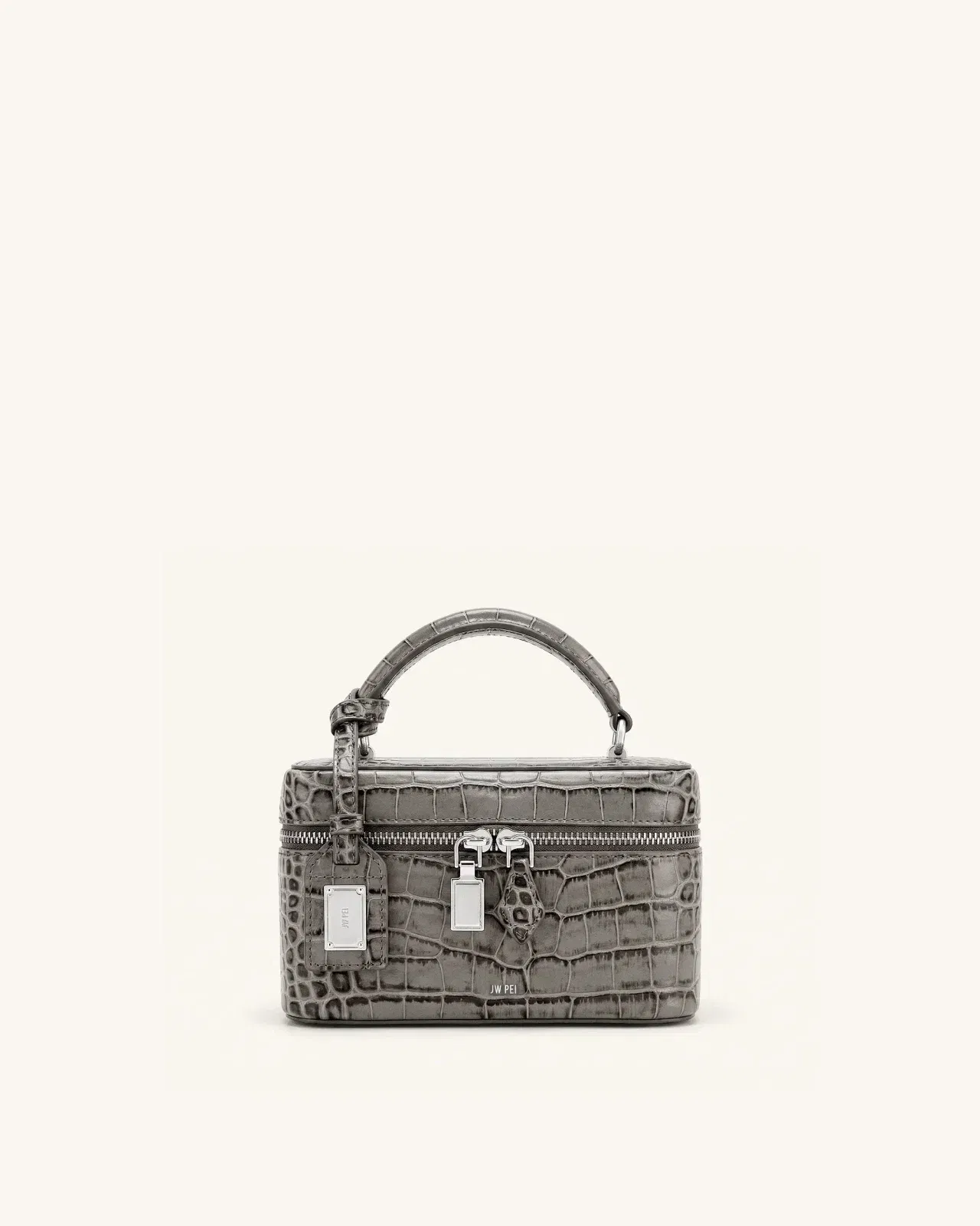 Jw Pei Cleo Box Shape Top Handle Bag Grey Croc