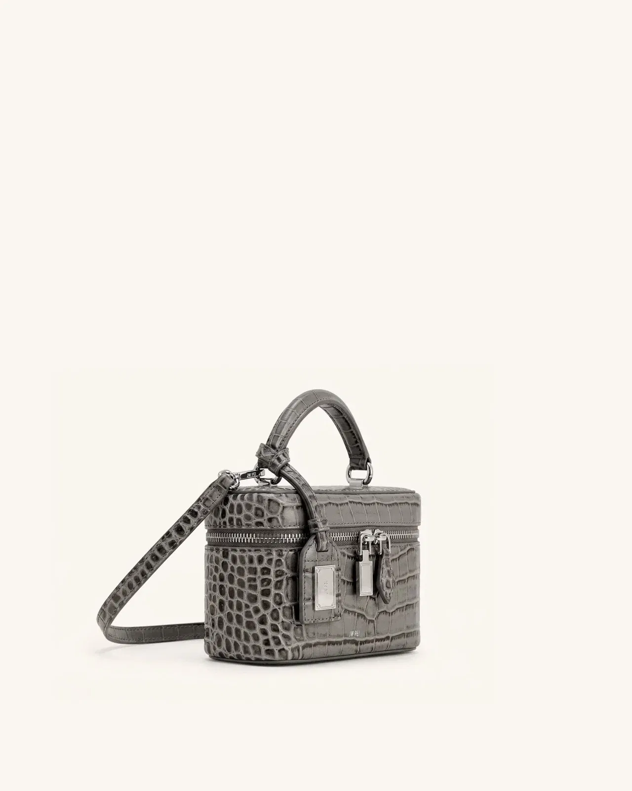 Jw Pei Cleo Box Shape Top Handle Bag Grey Croc