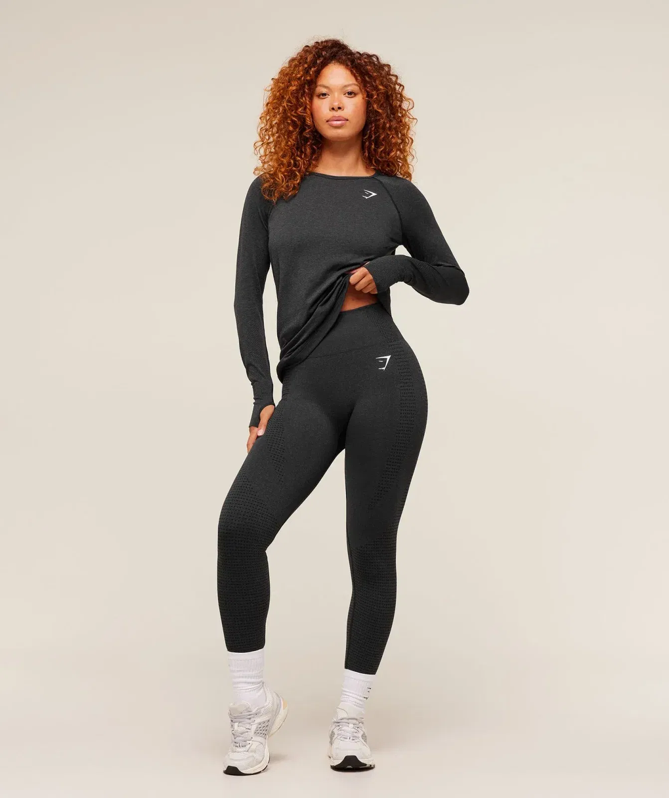 Women's Gymshark Vital Seamless Light Long Sleeve Top Black Marl