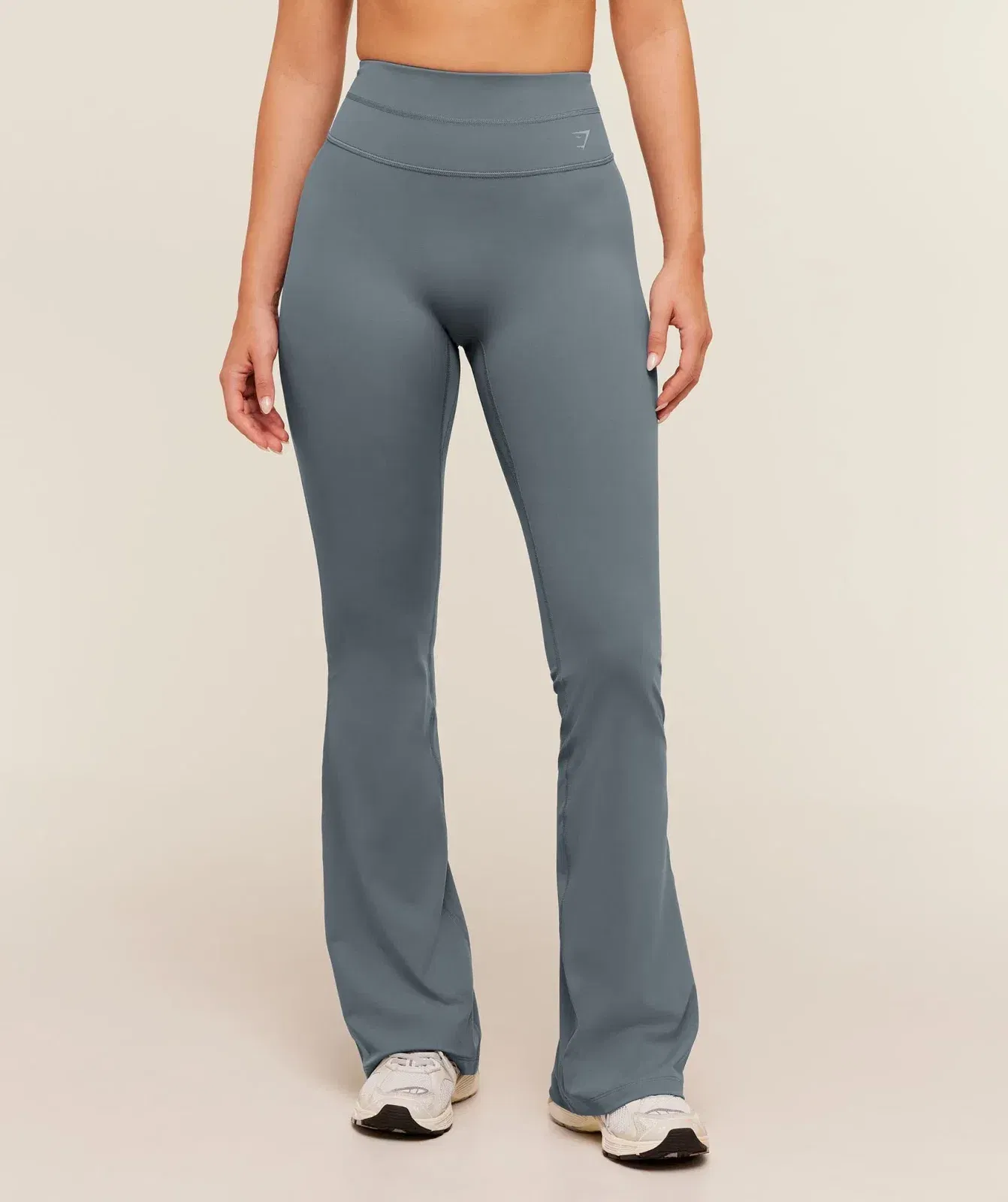Women's Gymshark Crossover Back Flared Leggings Iron Blue