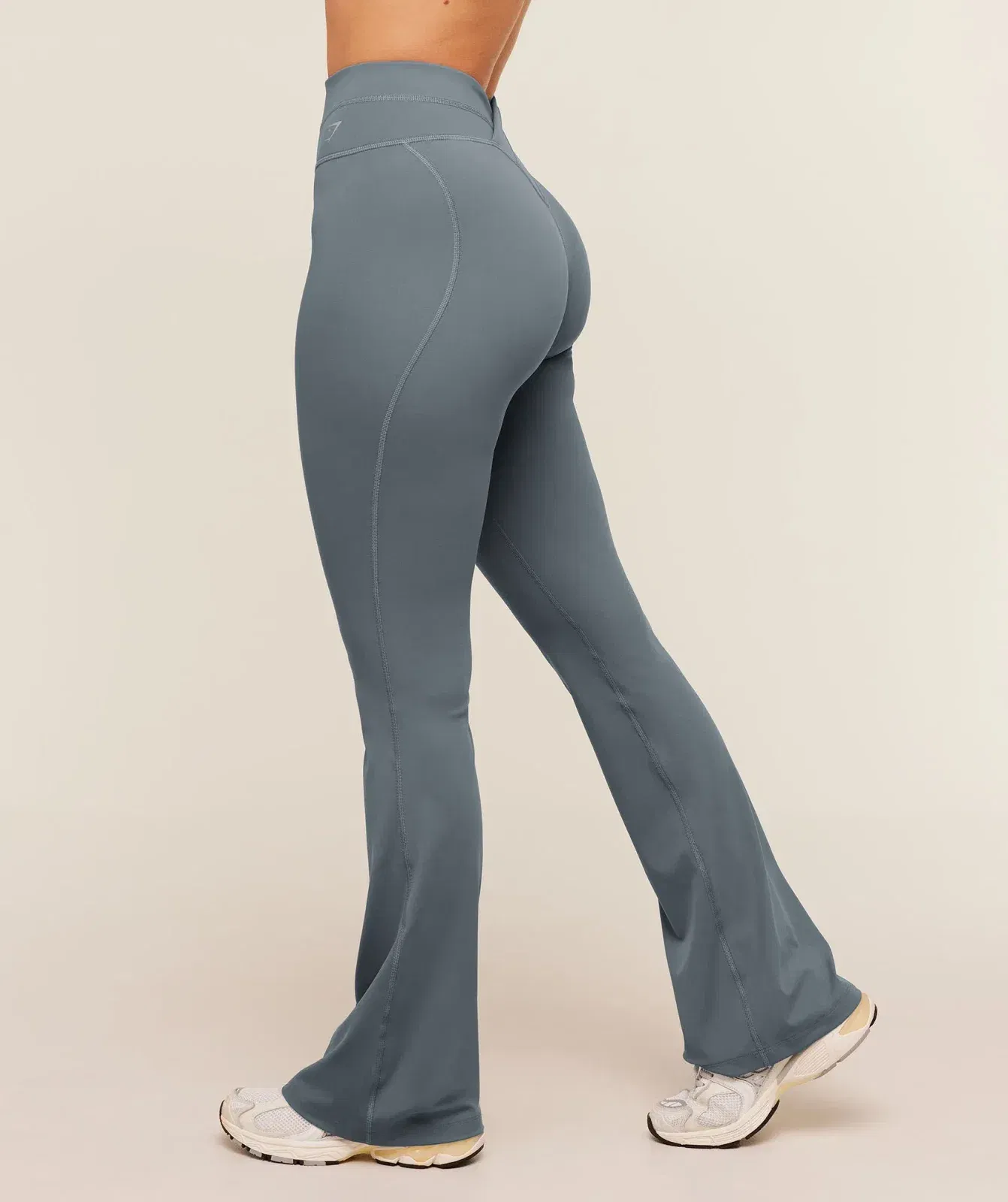 Women's Gymshark Crossover Back Flared Leggings Iron Blue