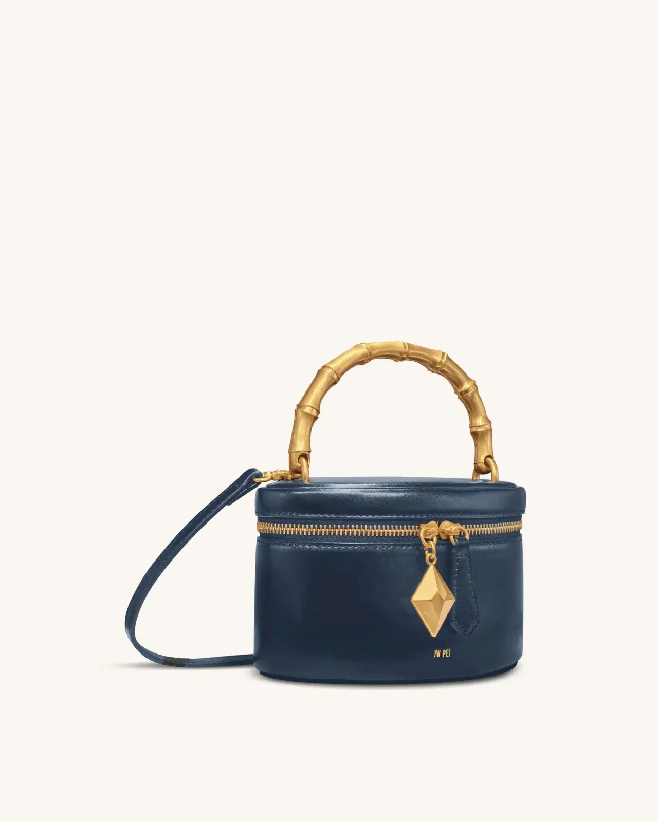 Jw Pei Natalie Metal Geometric Pendant Handle Bag Navy