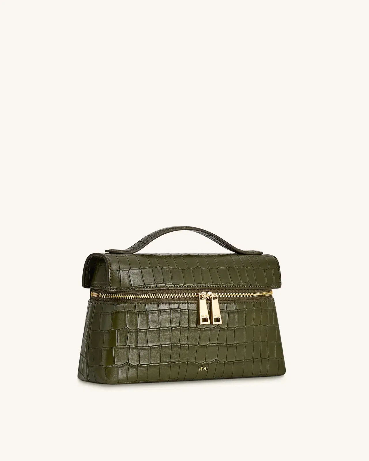 Jw Pei Thea Croc Embossed Top Handle Bag Olive Green
