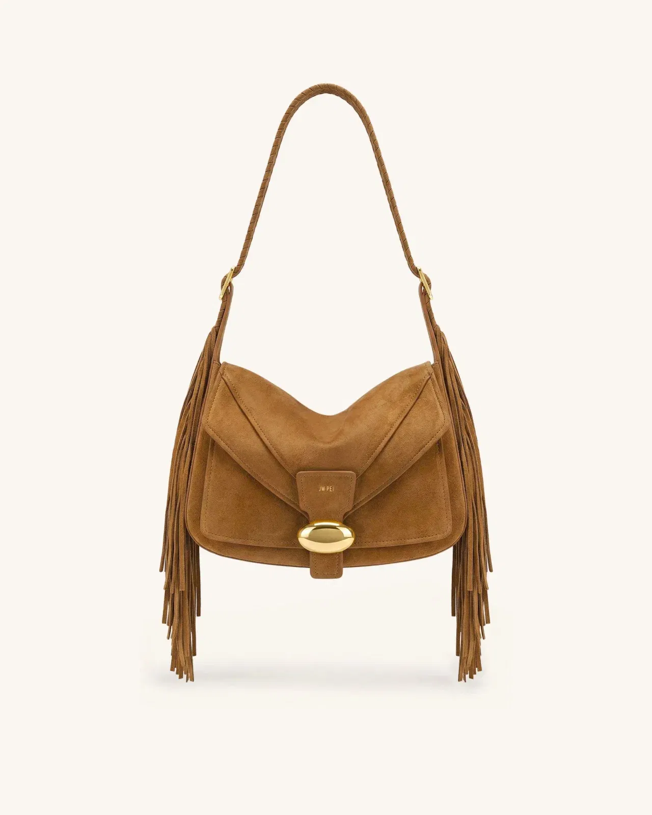 Jw Pei Avery Fringe Faux Suede Shoulder Bag Brown