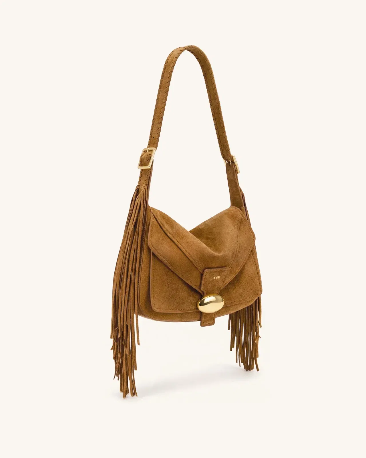 Jw Pei Avery Fringe Faux Suede Shoulder Bag Brown