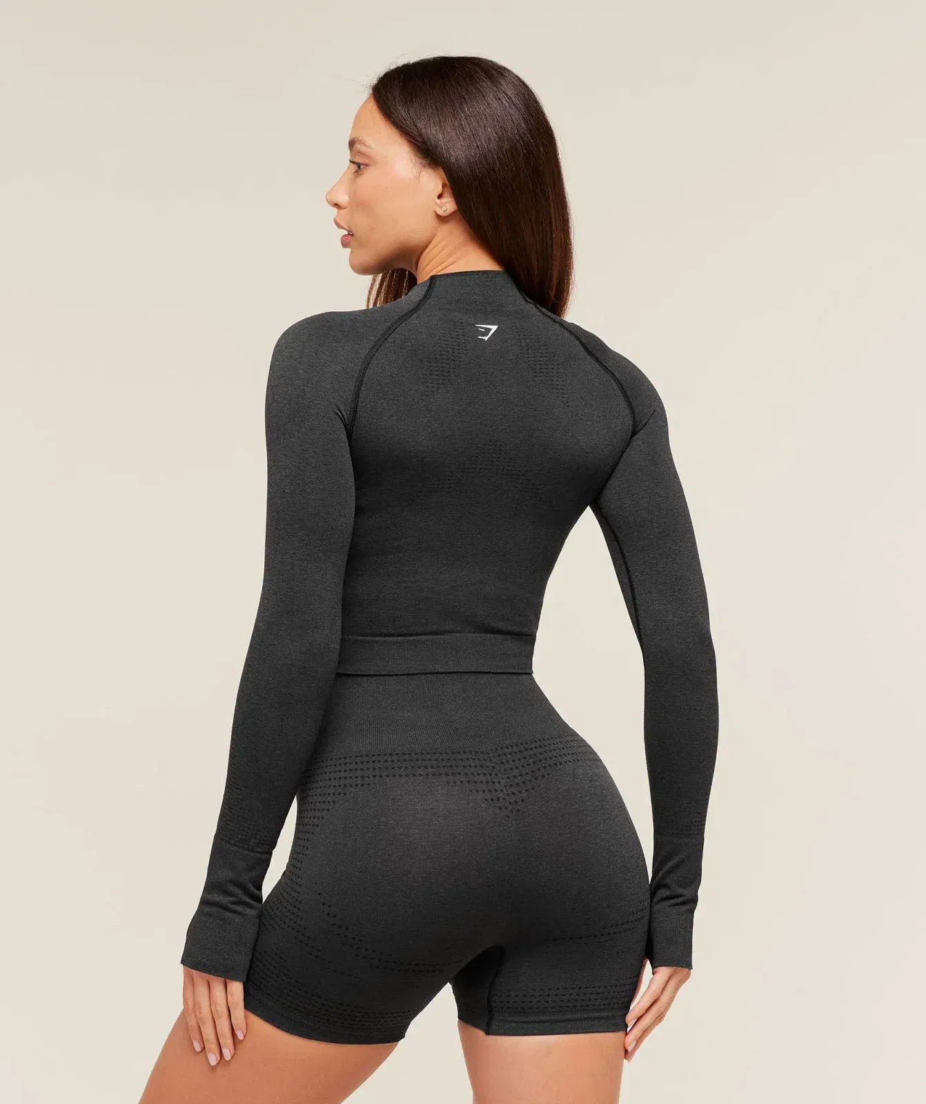 Women's Gymshark Vital Seamless Midi Zip 2.0 Pullover Black Marl