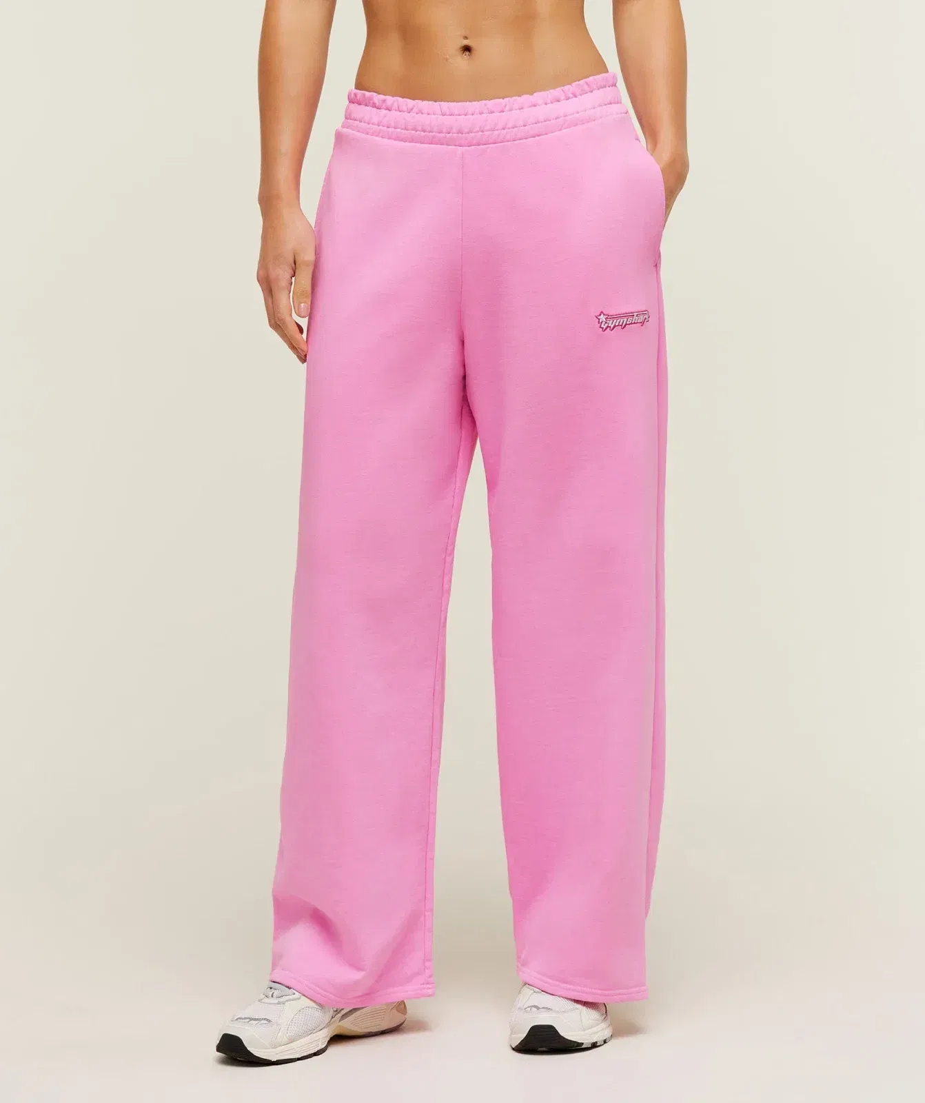 Women's Gymshark Script Embroidery Wide Leg Pants Focus Pink