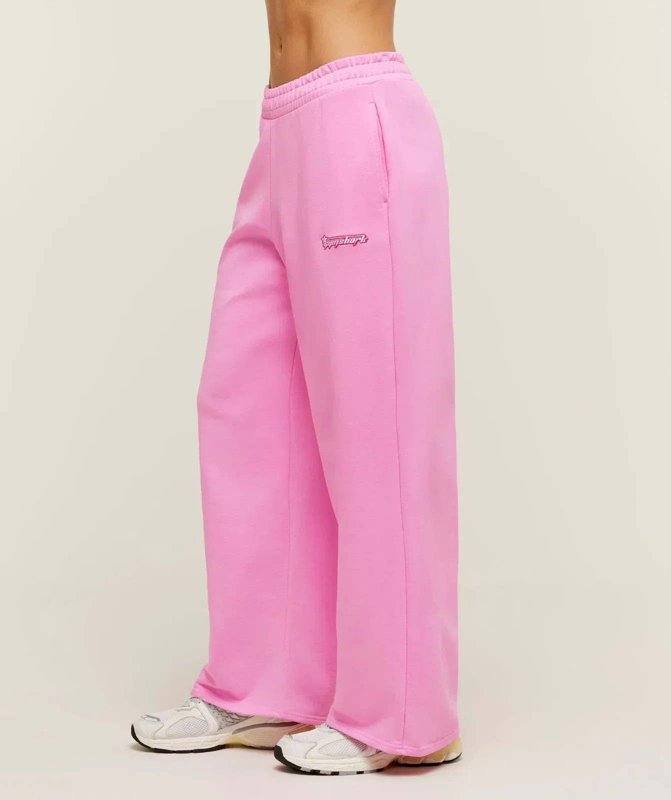 Women's Gymshark Script Embroidery Wide Leg Pants Focus Pink