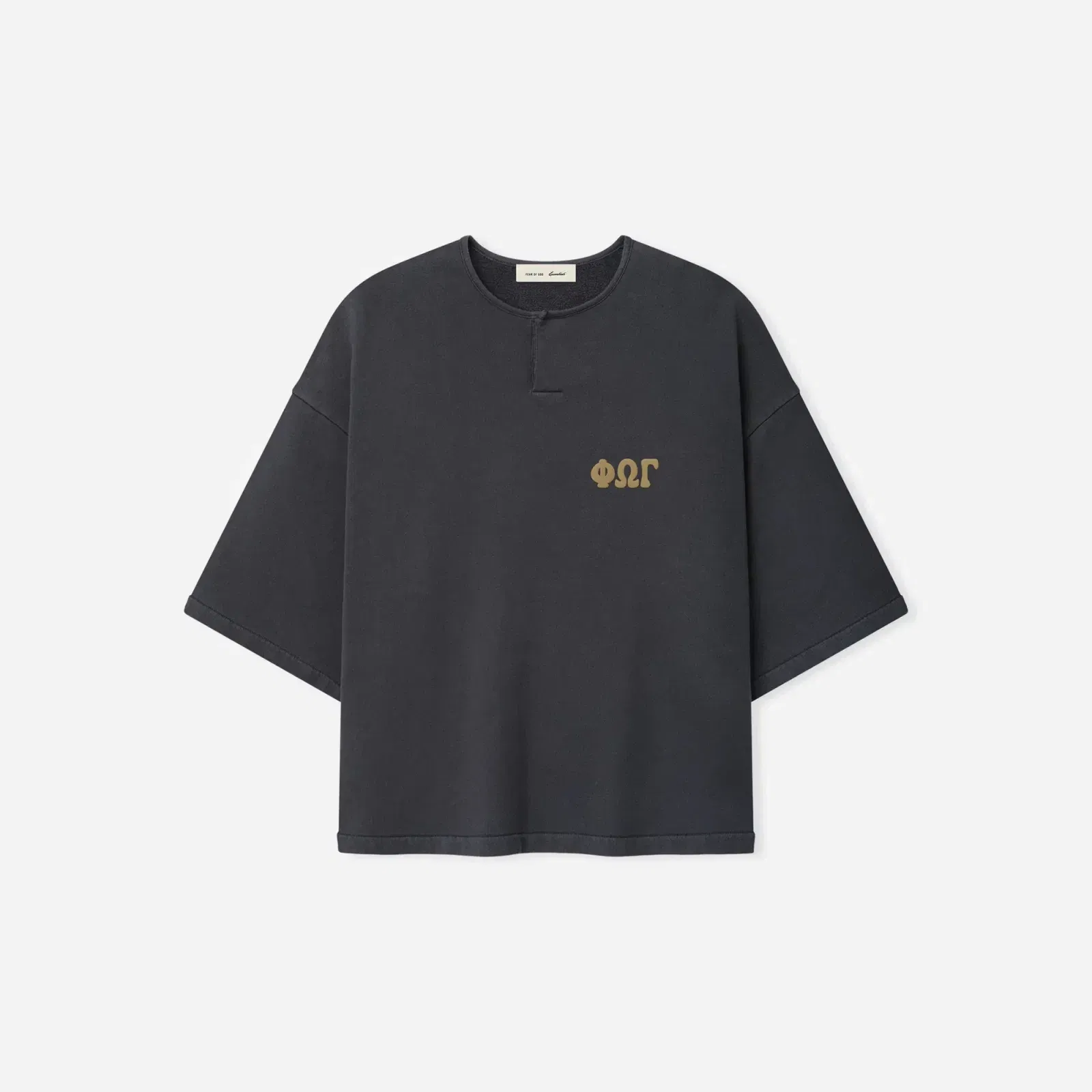 Fear Of God Essentials 3/4 Henley Sweatshirt Washed Iron Grey