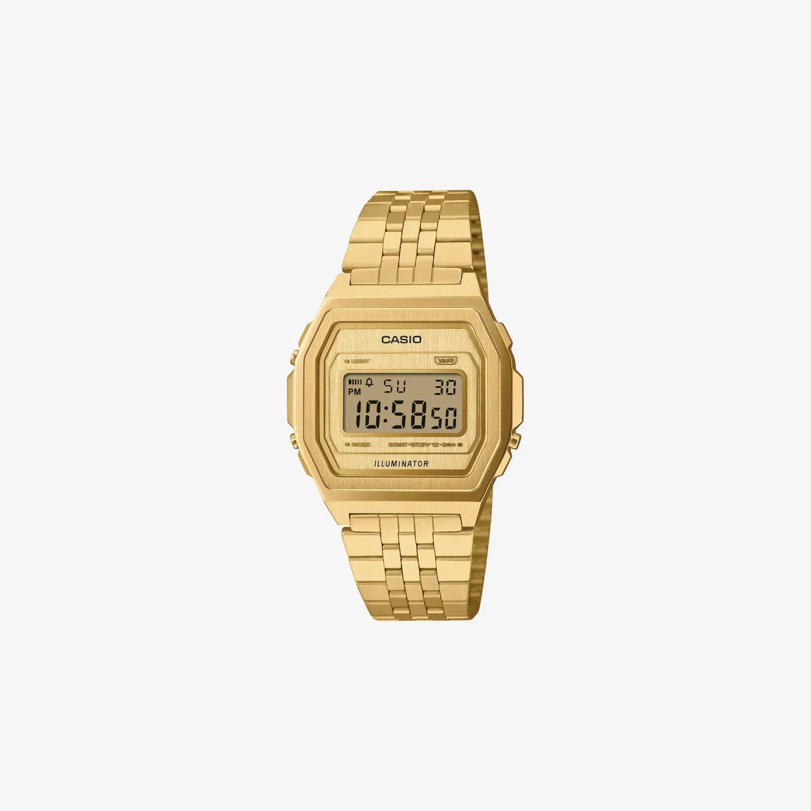 Casio Vintage A1000G-9DF Quartz Gold Dial Digital Stainless Steel Watch