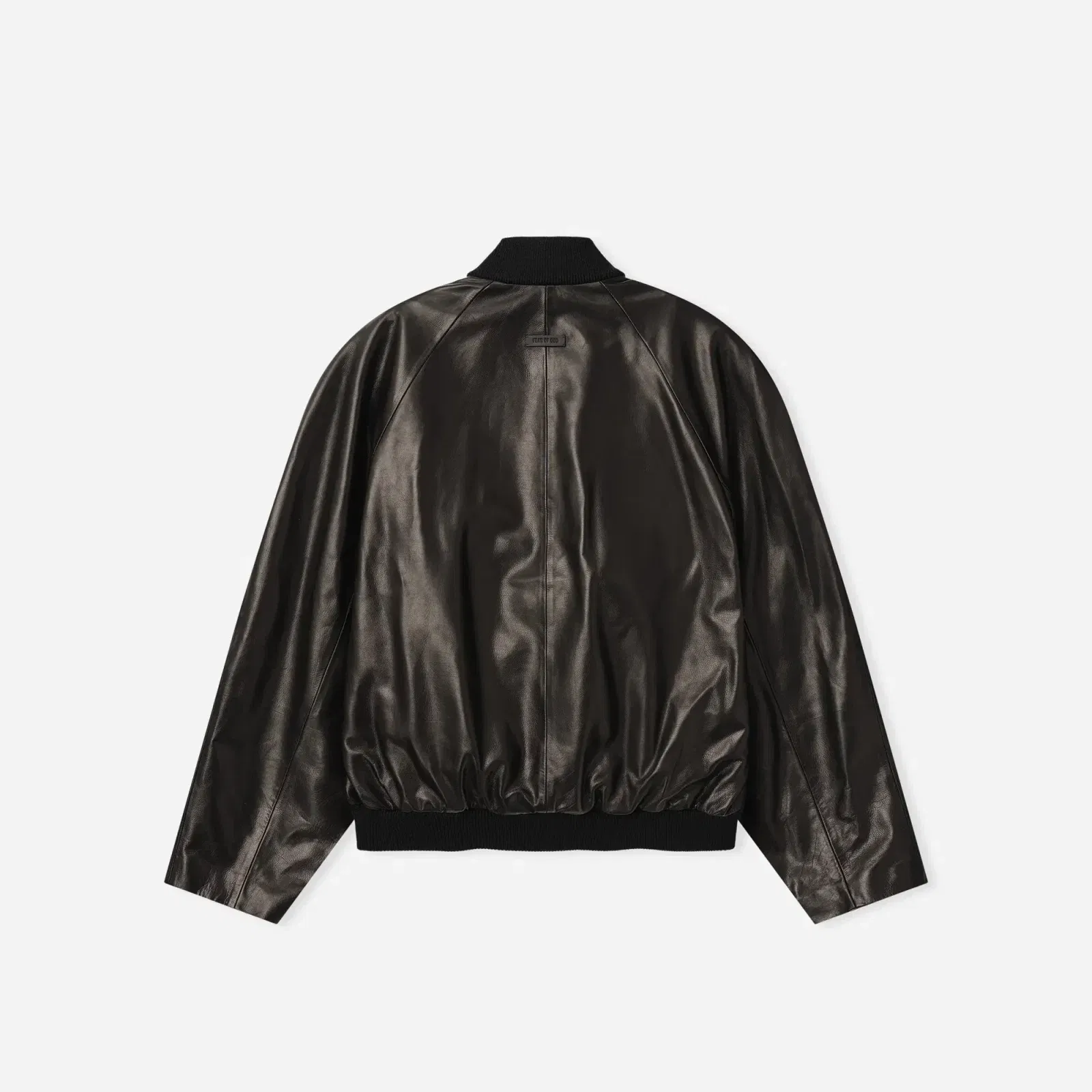 Fear Of God Leather Raglan Bomber Jacket Black