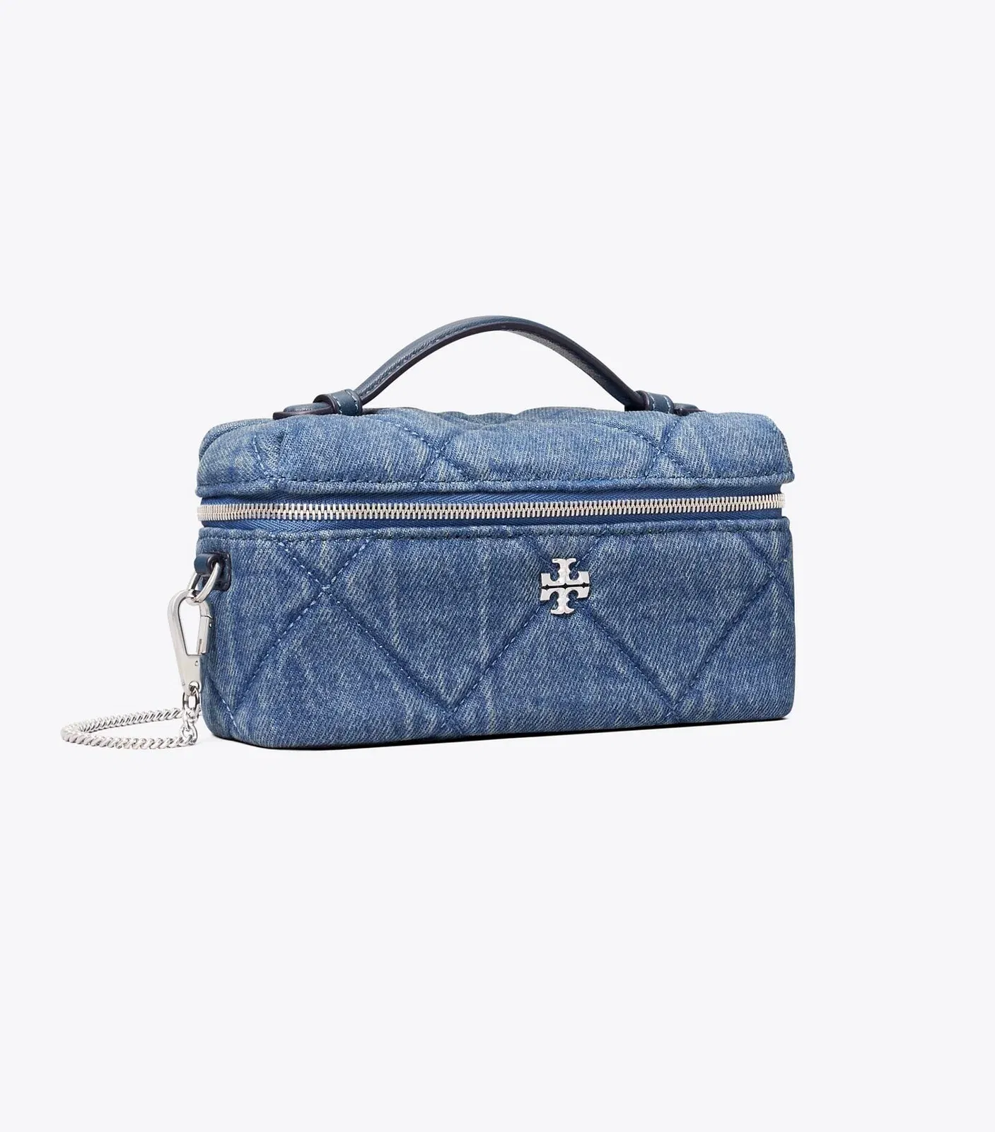 Kira Diamond Quilt Denim Vanity Case