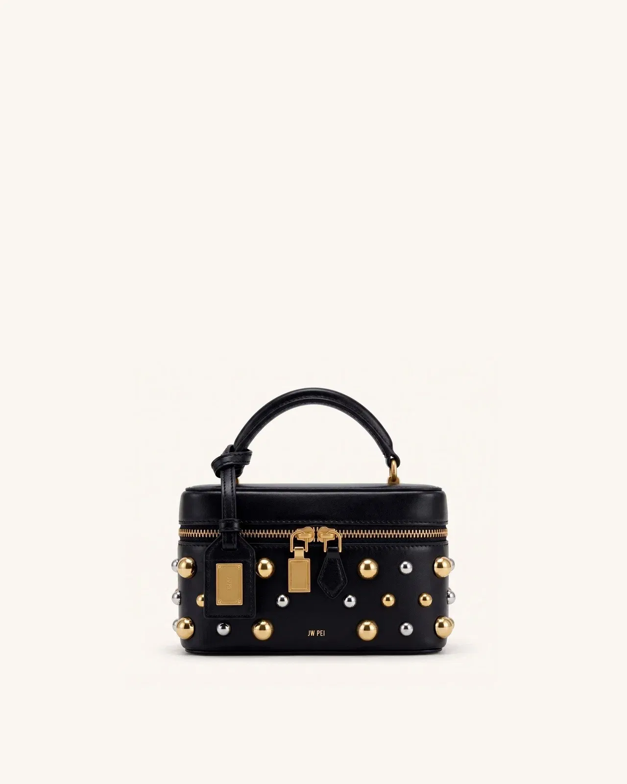 Jw Pei Cleo Studded Box Shape Top Handle Bag Black