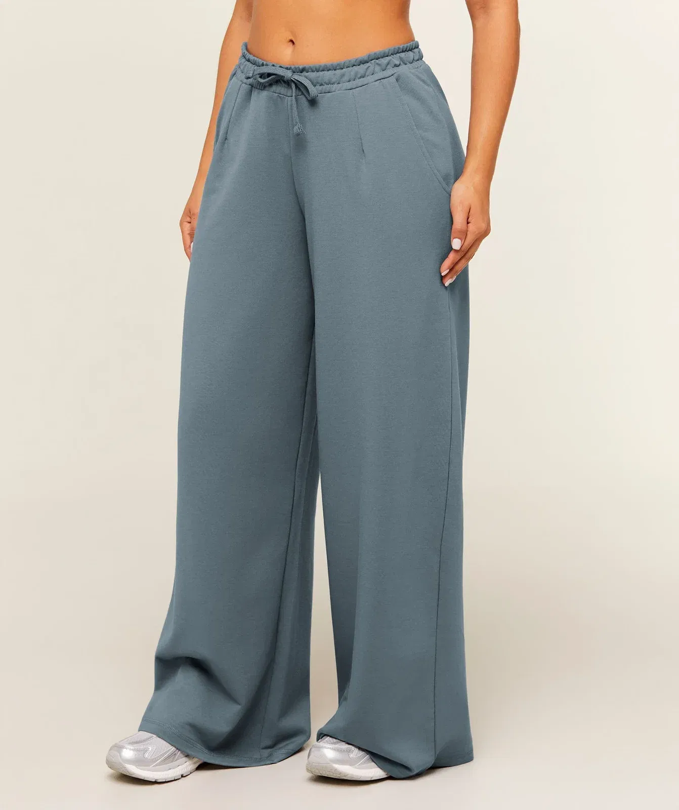 Women's Gymshark Lightweight Wide Leg Pant Short Iron Blue