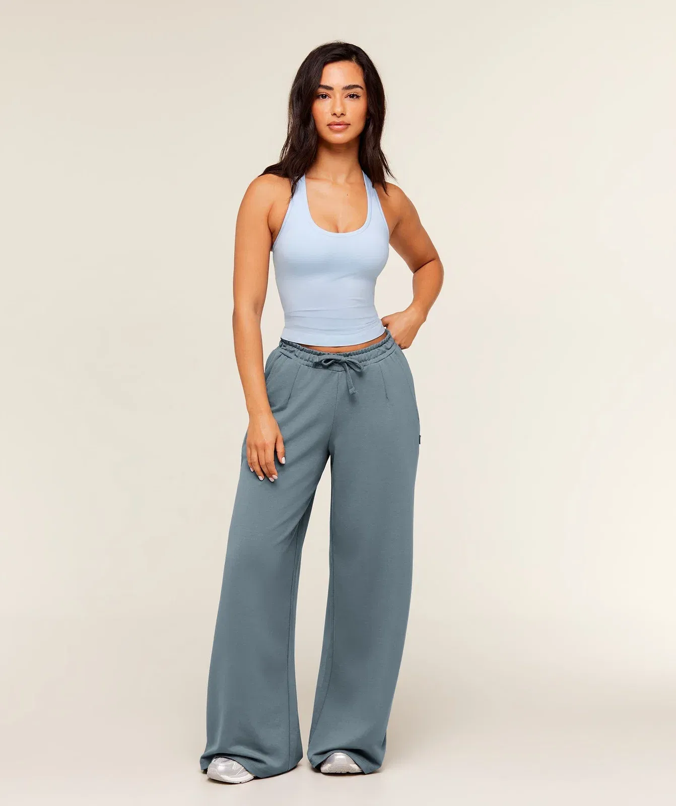 Women's Gymshark Lightweight Wide Leg Pant Short Iron Blue