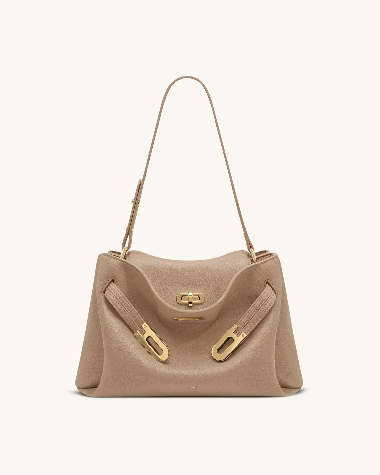 Jw Pei Rhea Pebbled Double Buckle Shoulder Bag Khaki