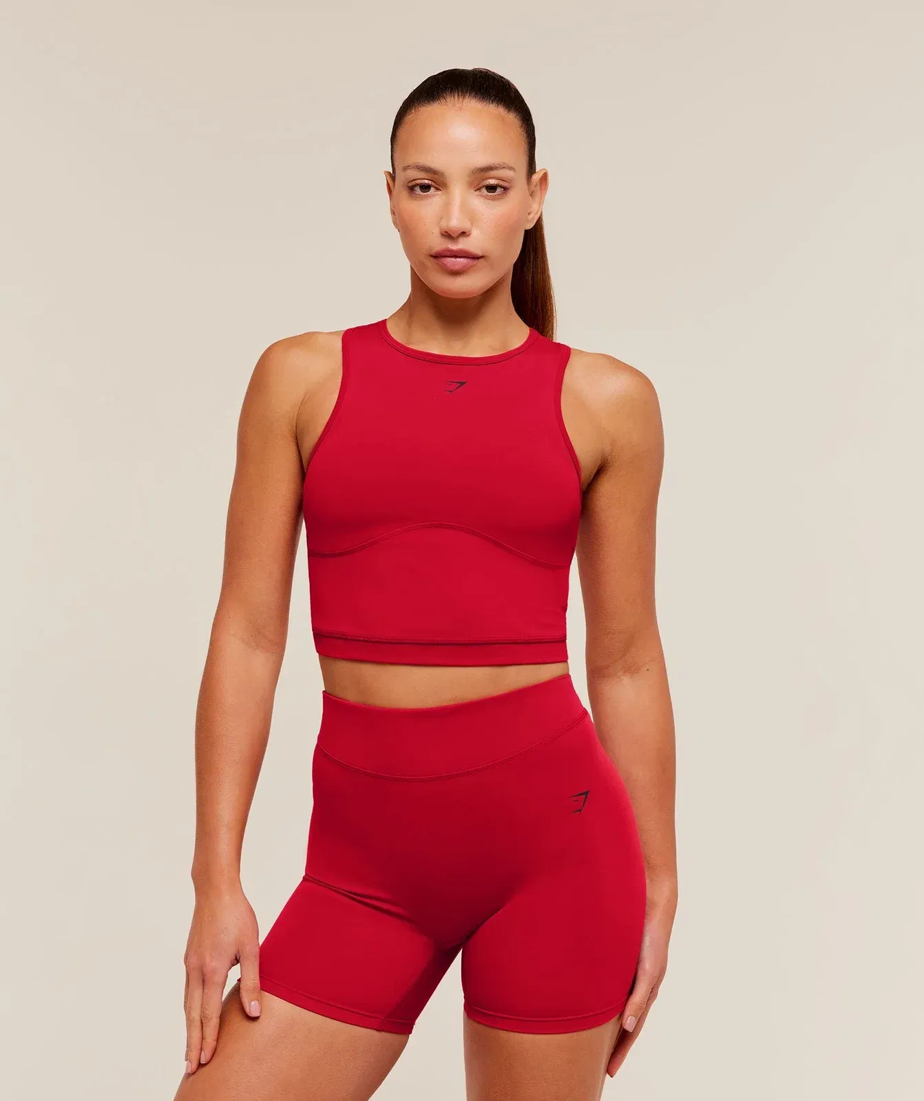 Women's Gymshark Lifting Dipped Crop Tank Carmine Red