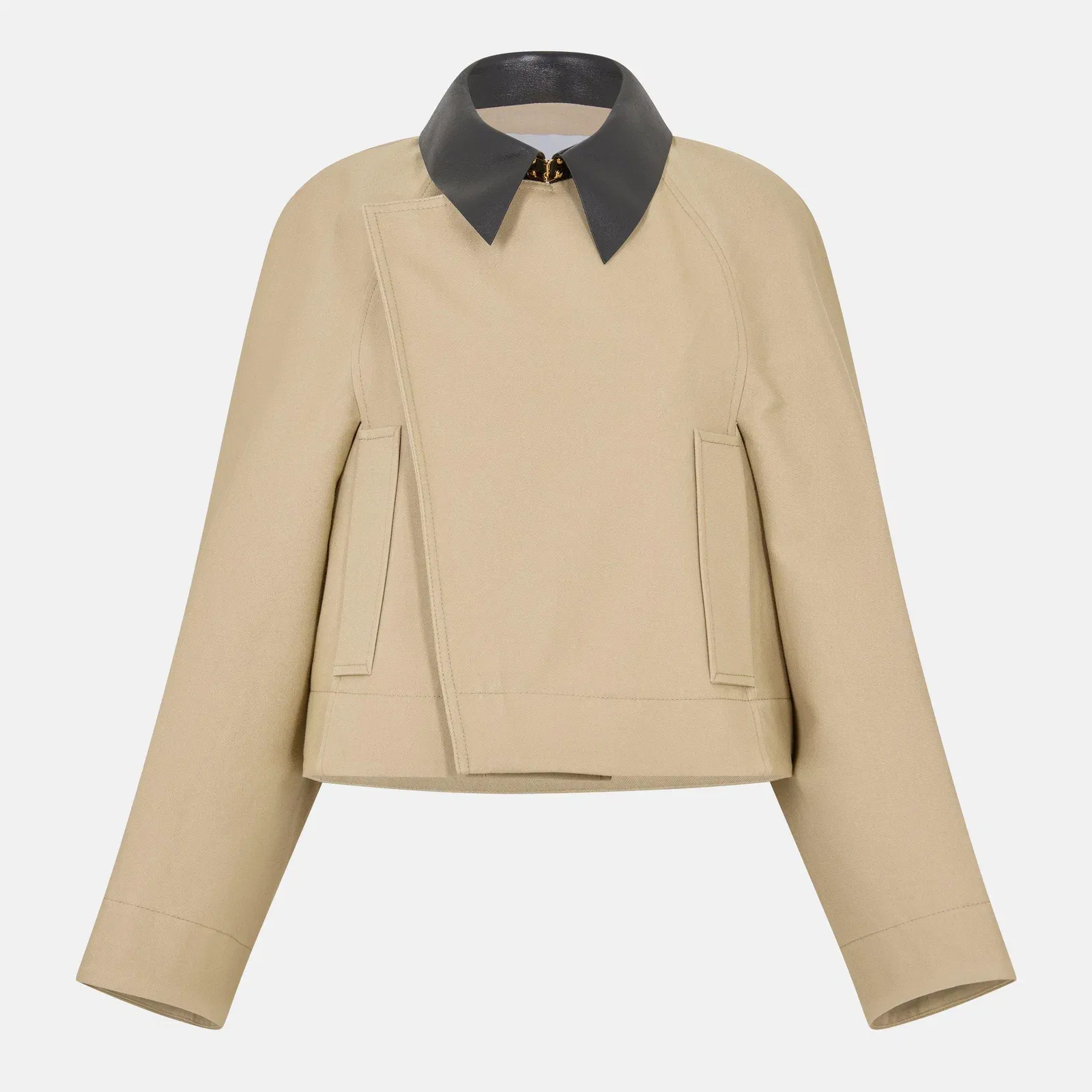 Cropped Peacoat Cotton Long Sleeve Trench Coat