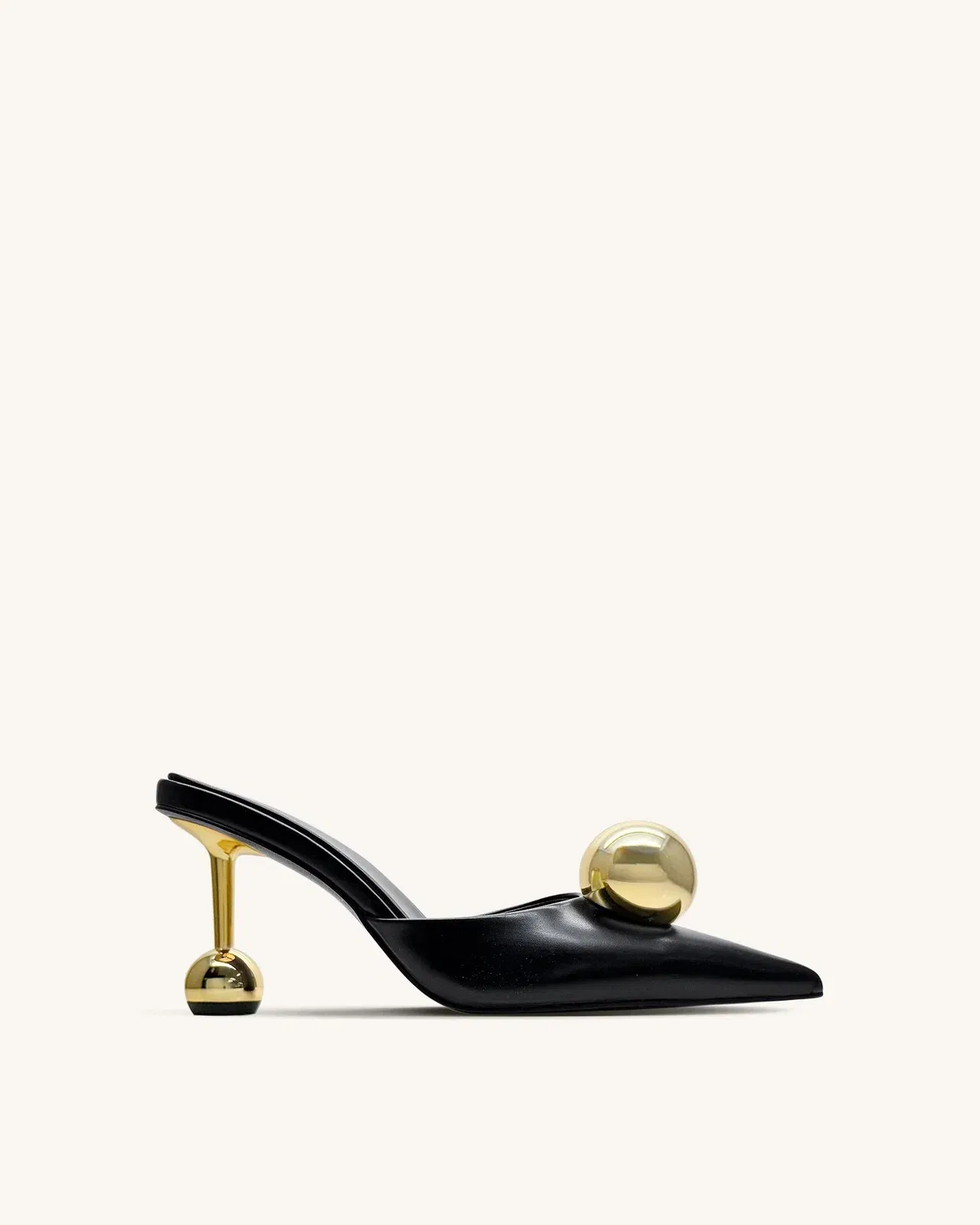 Sofia Sphere Heel Mules - Gold