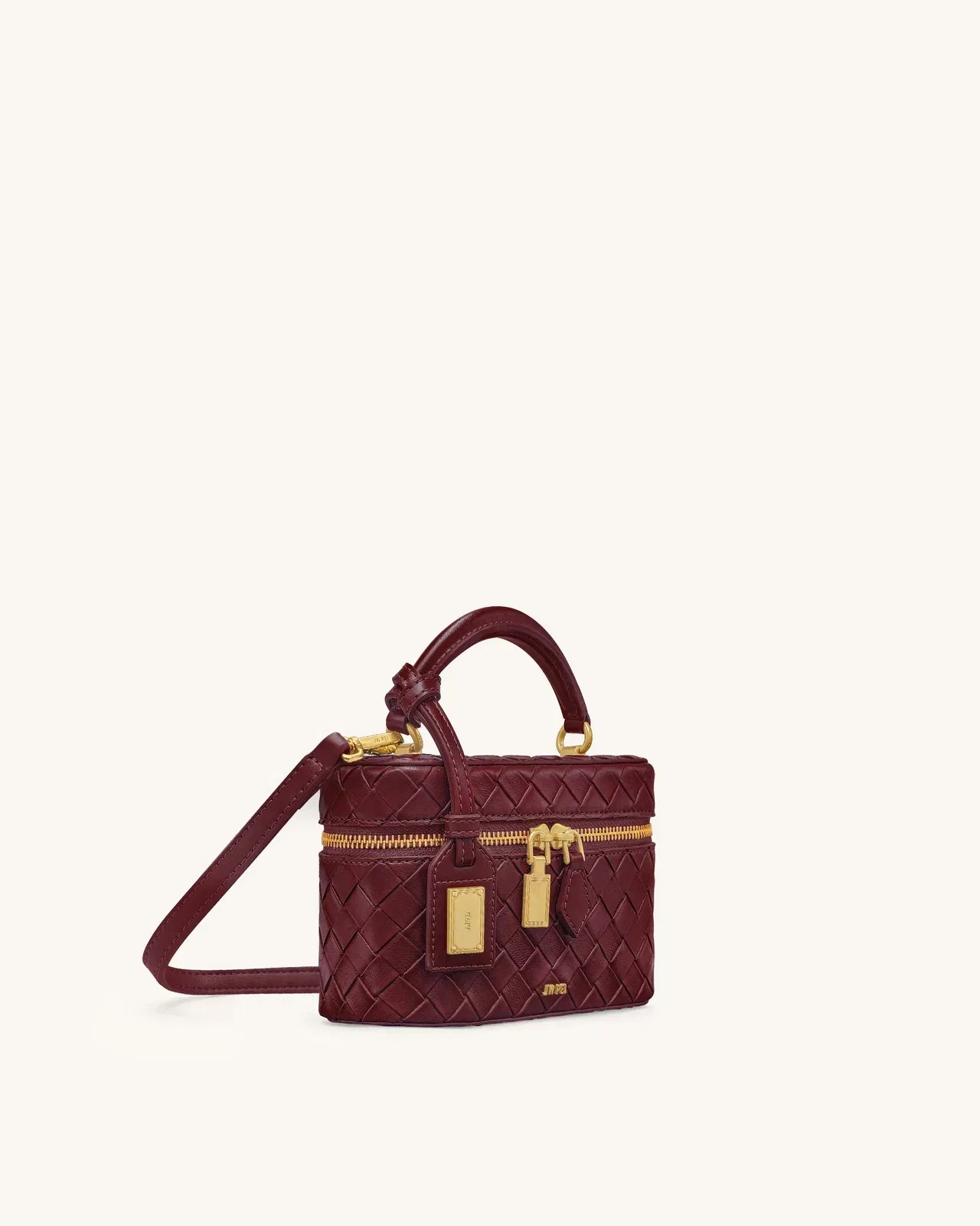 Jw Pei Cleo Woven Texture Box Shape Top Handle Bag Claret