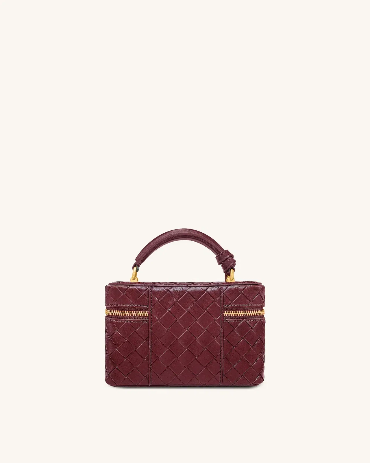 Jw Pei Cleo Woven Texture Box Shape Top Handle Bag Claret