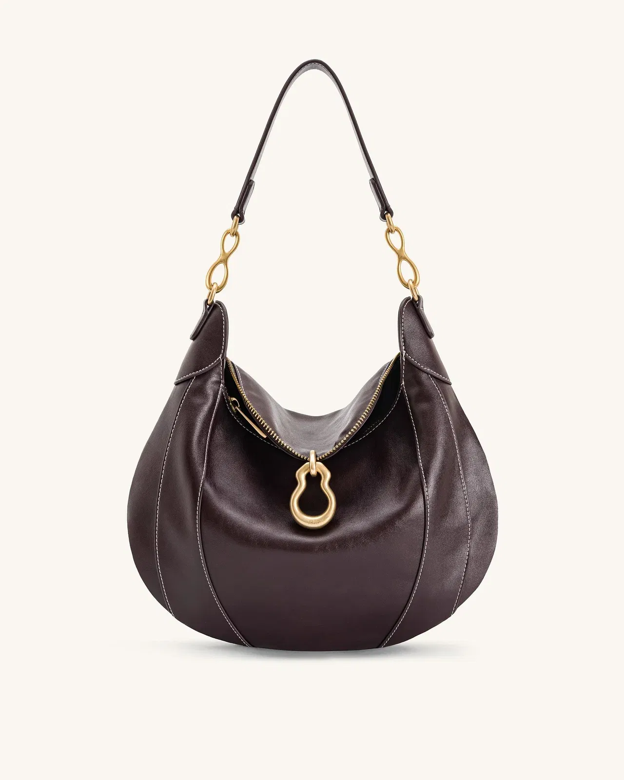 Jw Pei Daria Metal Pendant Embellished Shoulder Bag Dark Brown