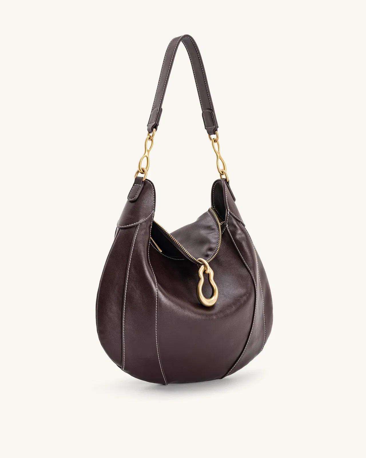 Jw Pei Daria Metal Pendant Embellished Shoulder Bag Dark Brown