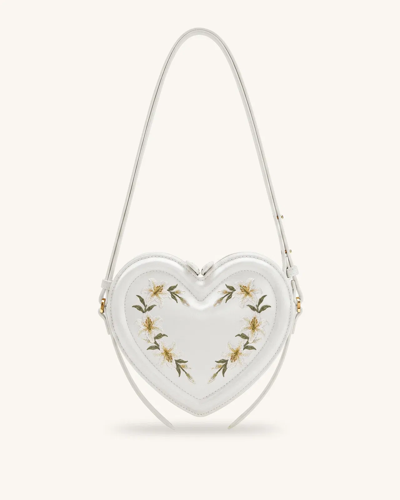 Jw Pei Arlene Embroidered Heart Shape Crossbody Bag Milky White