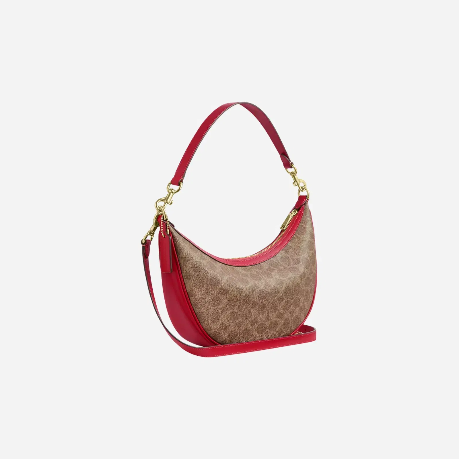 COACH Aria Shoulder Bag In Signature Canvas Gold/Tan/Carnation
