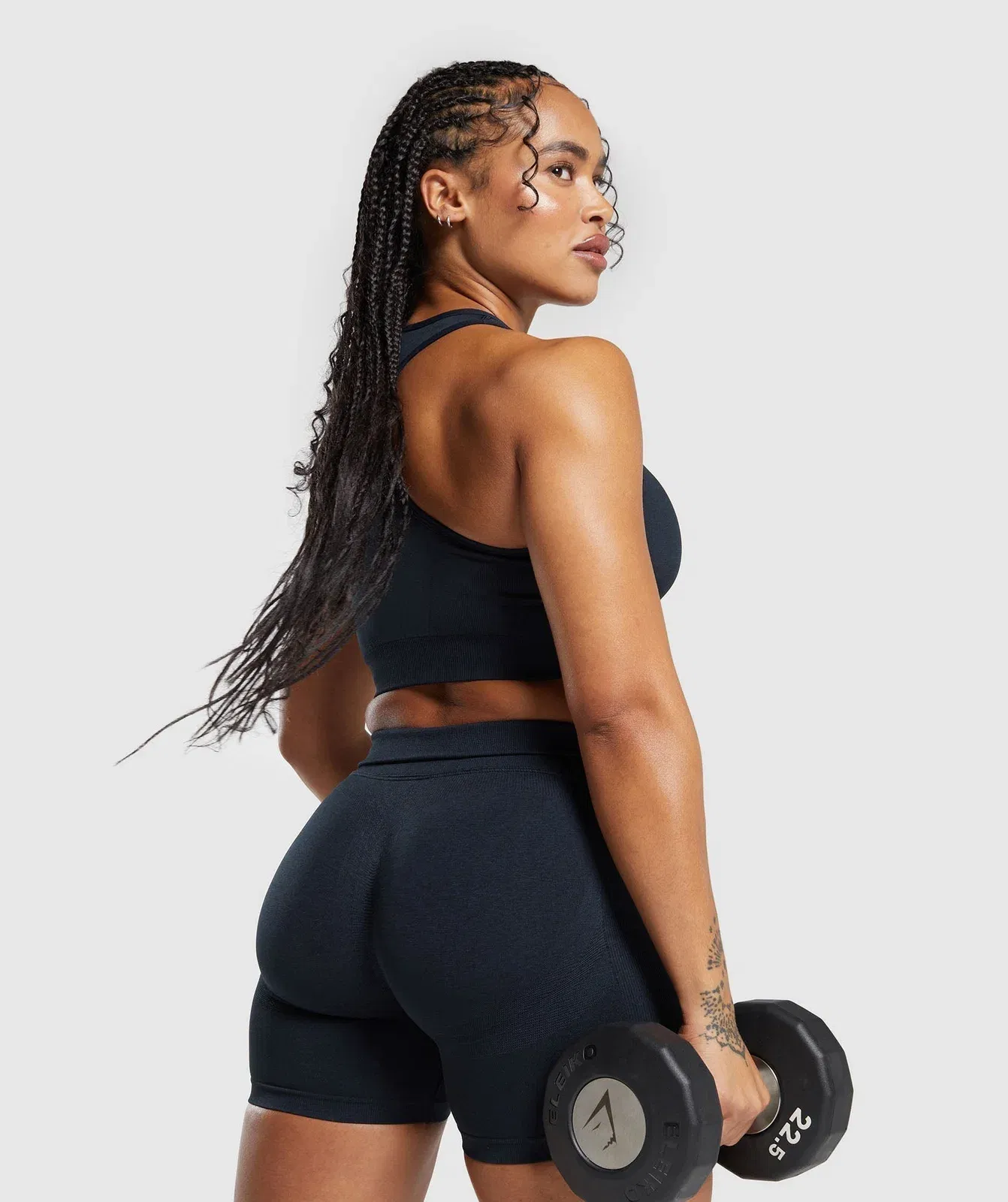 Gymshark Lift Seamless Shorts - Midnight Blue/Black Marl
