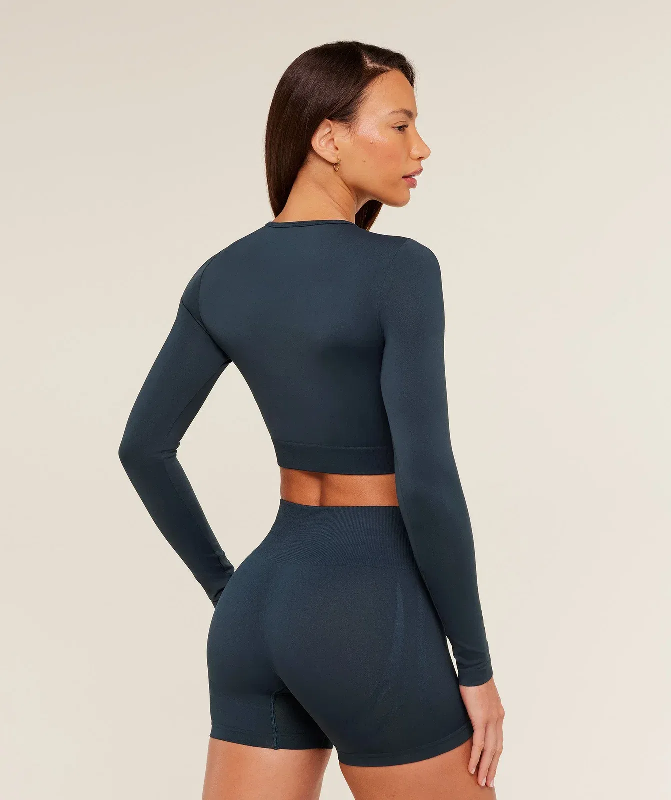 Gymshark Everyday Seamless Long Sleeve Crop Top - Navy