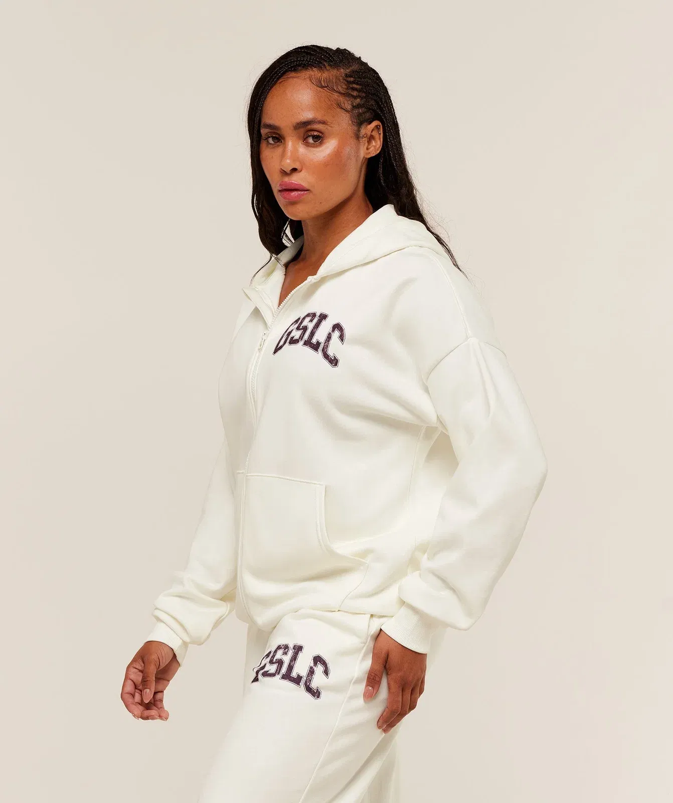 Gymshark GSLC Graphic Zip Up Hoodie - Soft White