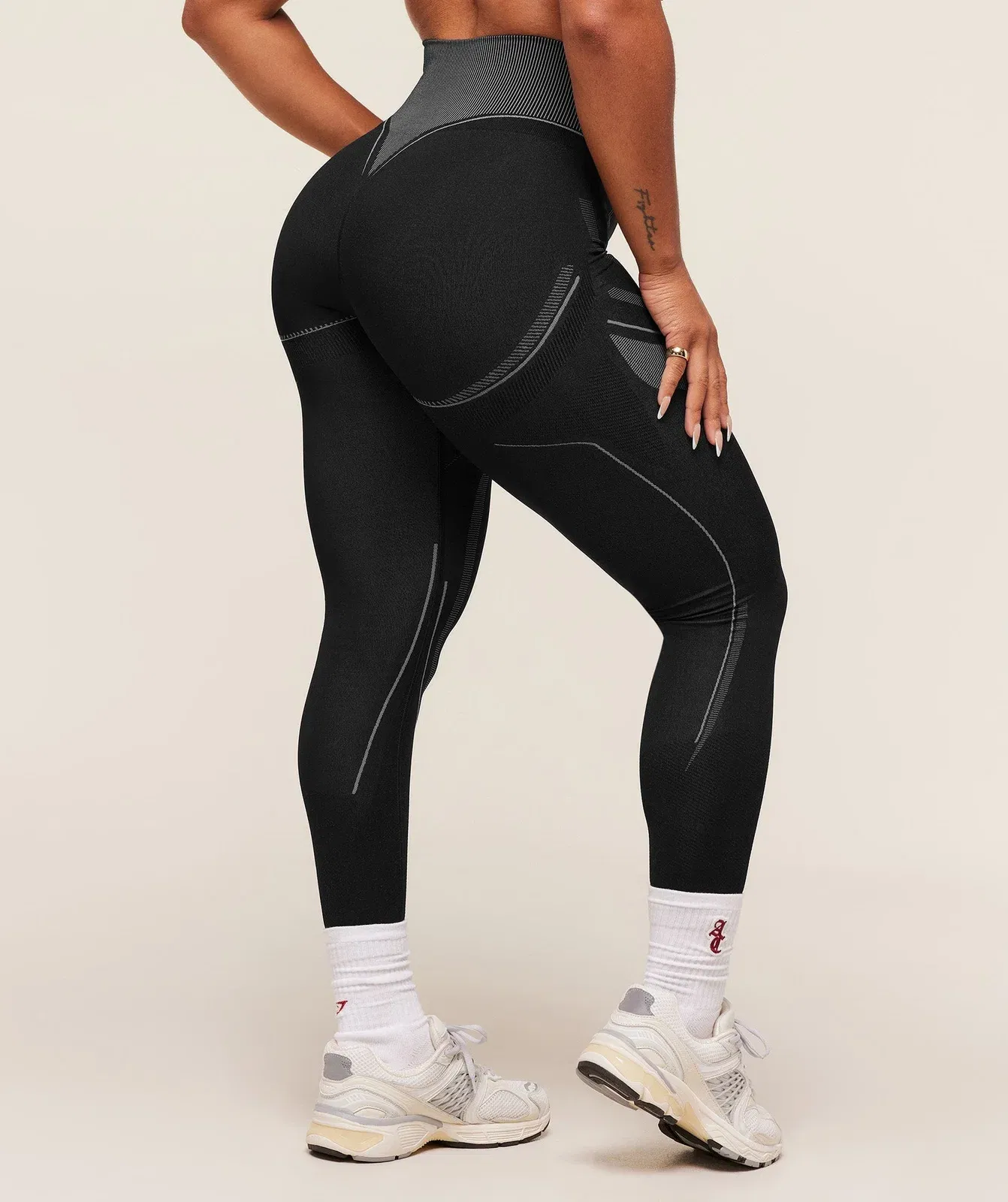 Gymshark x Analis Seamless Leggings - Black/Silver Grey