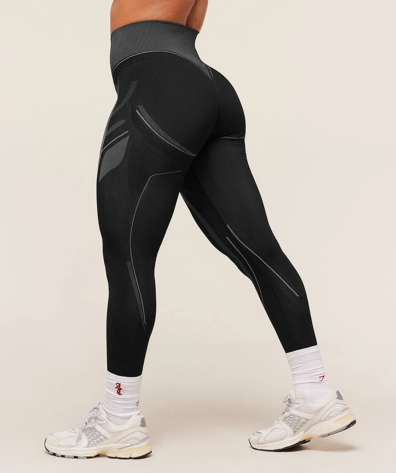 Gymshark x Analis Seamless Leggings - Black/Silver Grey