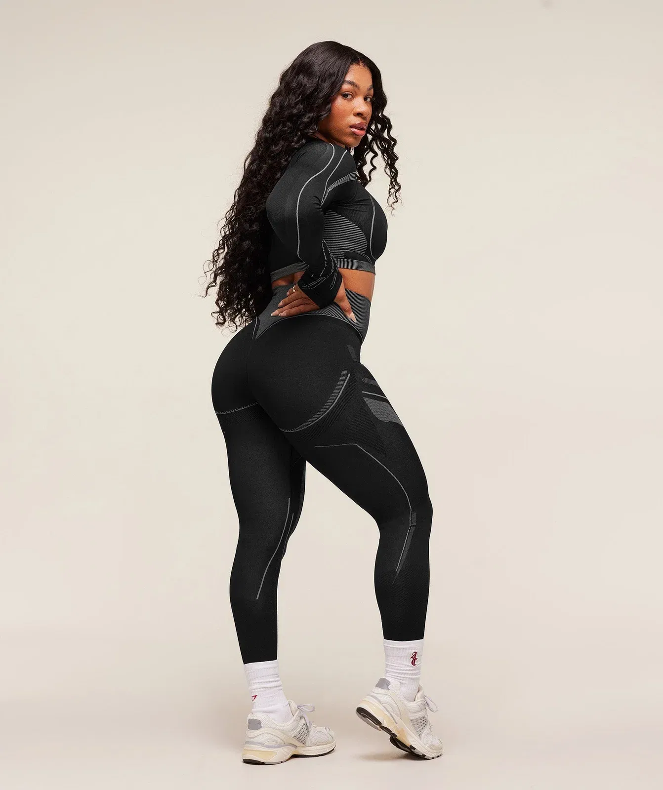 Gymshark x Analis Seamless Leggings - Black/Silver Grey