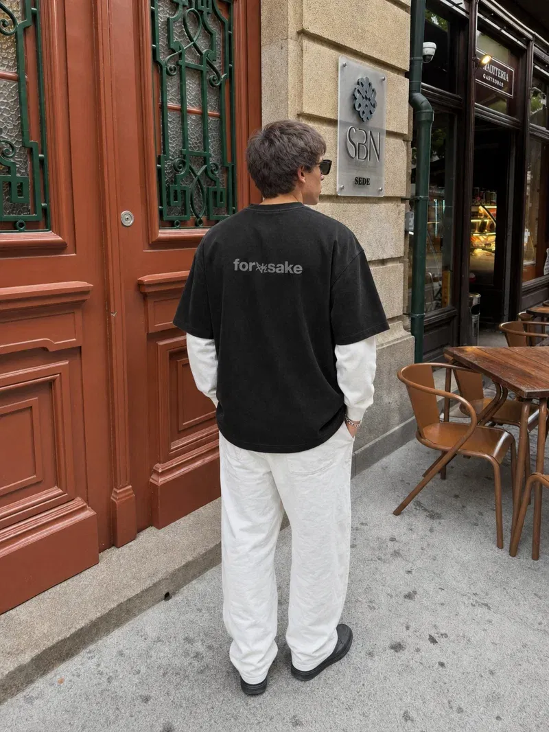 Forfksake Faded Culture Double Layered T-Shirt Black