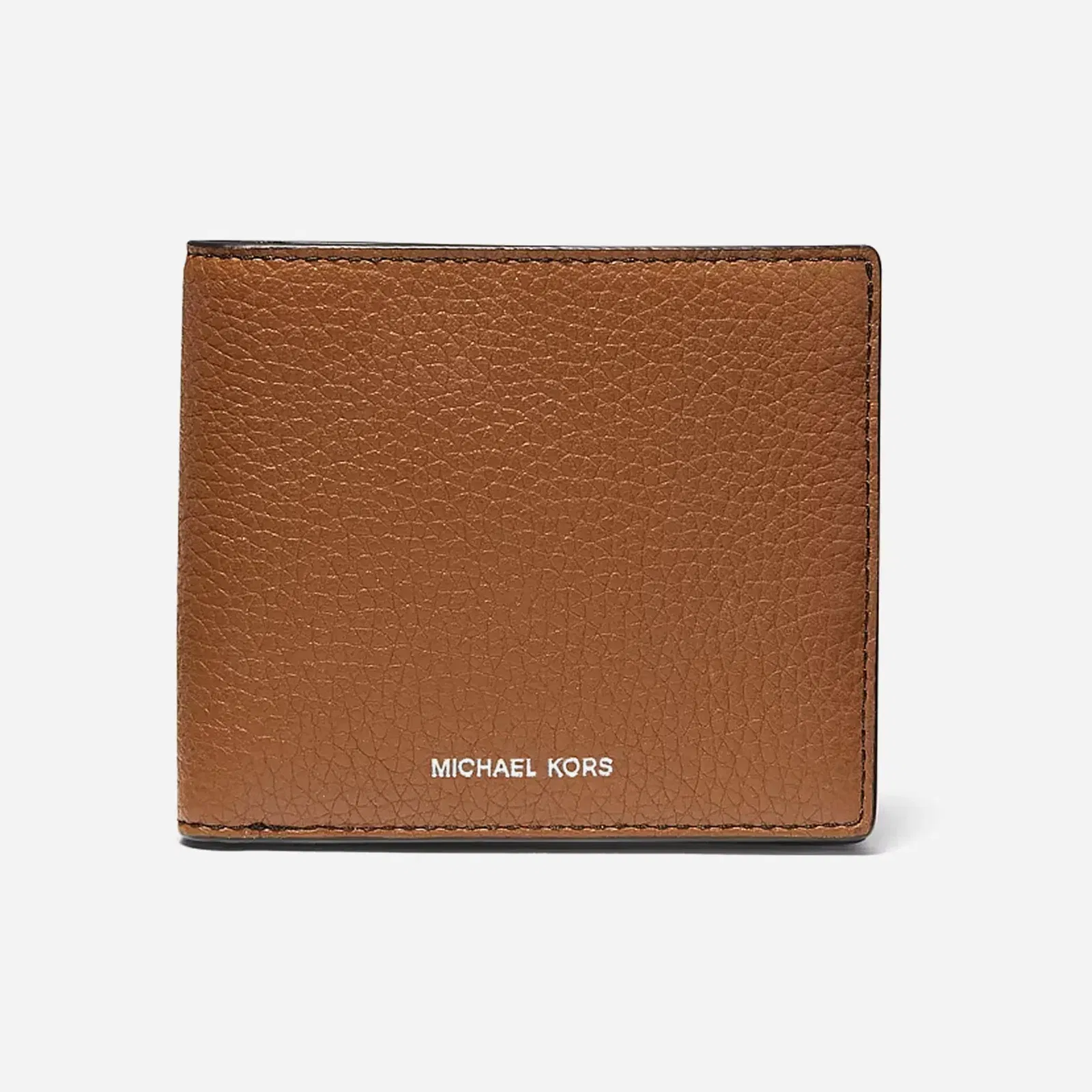 Michael Kors Hudson Pebbled Leather Billfold Wallet Brown