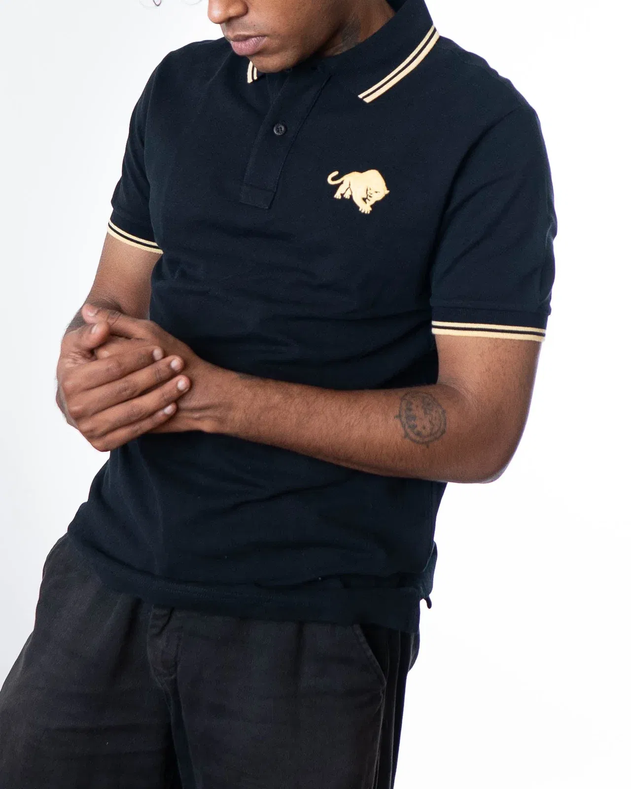 Prada Milano Lion Polo T-Shirt - Black (M)