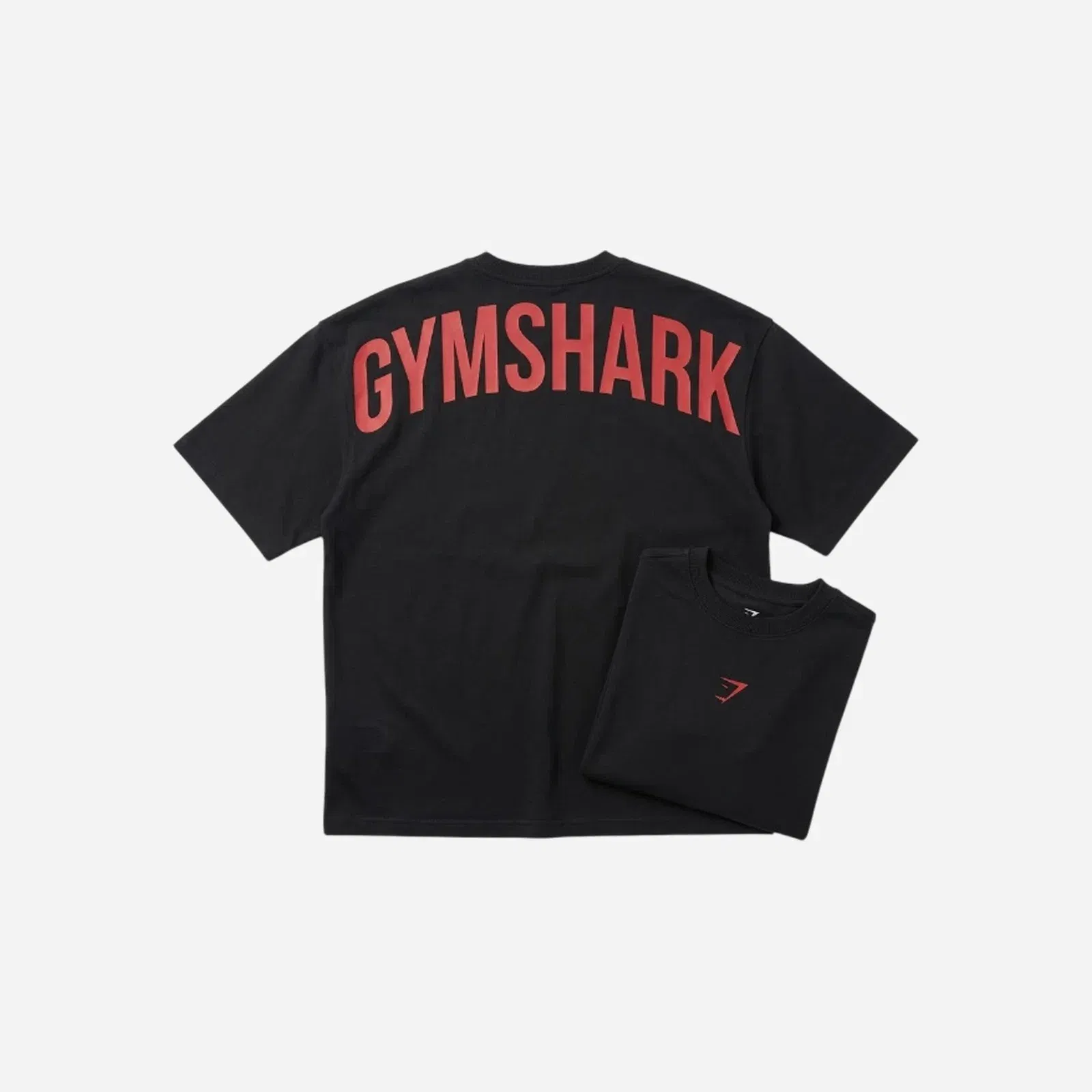 Gymshark Power T-Shirt Black/Conditioning Red Oversized Fit
