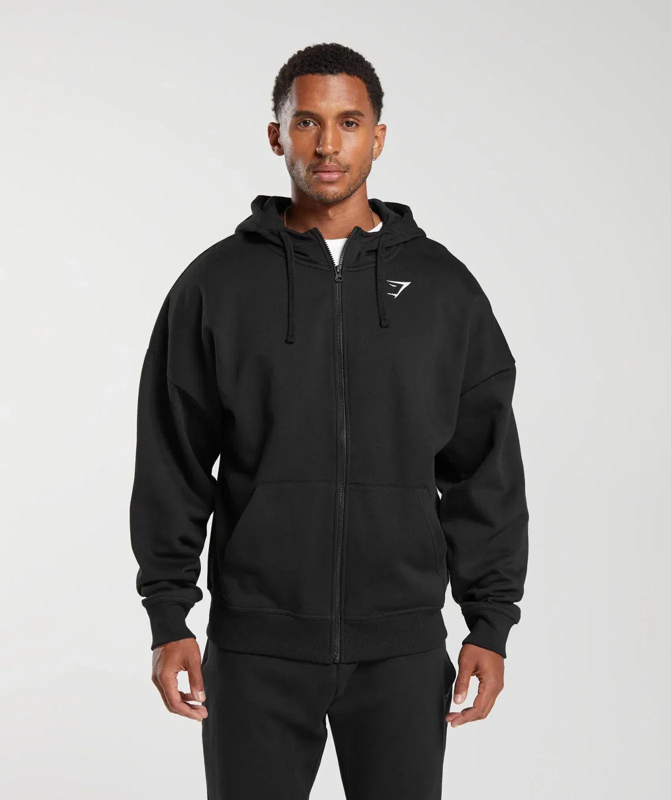 Gymshark Crest Oversized Zip Up Hoodie Black