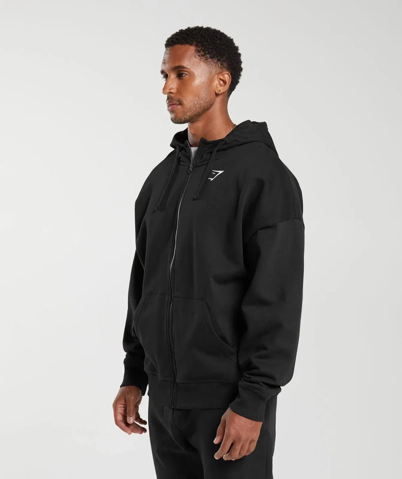 Gymshark Crest Oversized Zip Up Hoodie Black