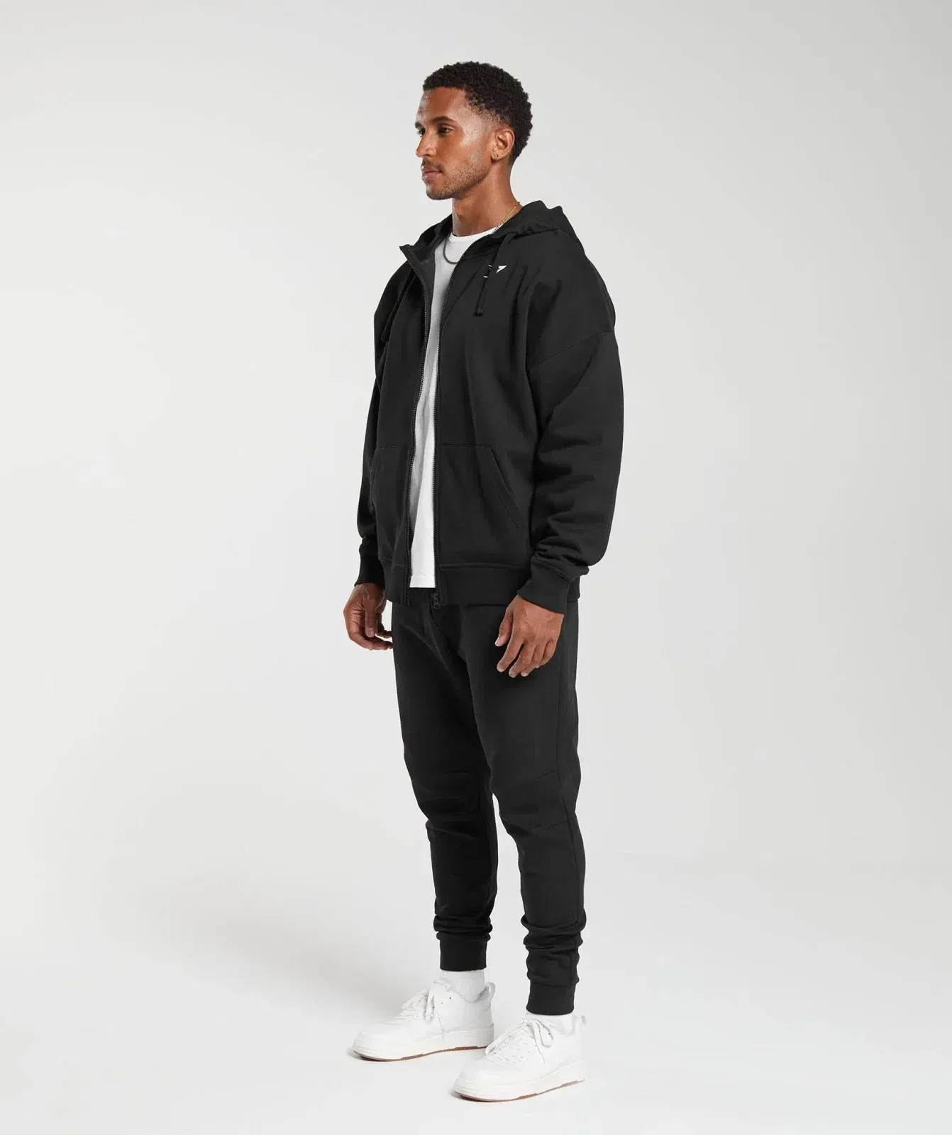 Gymshark Crest Oversized Zip Up Hoodie Black