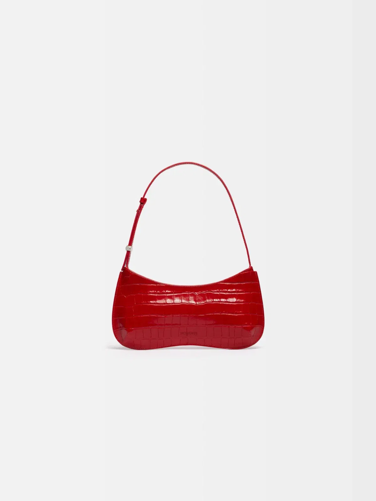 Jacquemus The Bisou Structured Handbag In Crocodile-Embossed Leather Red