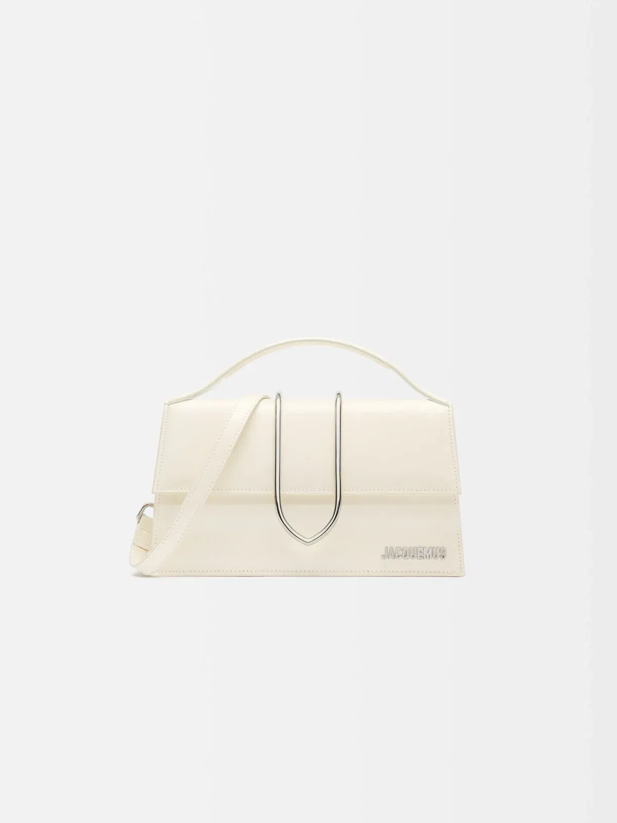 Jacquemus The Large Bambino Structured Shoulder-Bag In Brushed, Shiny Calf Leather Light Ivory