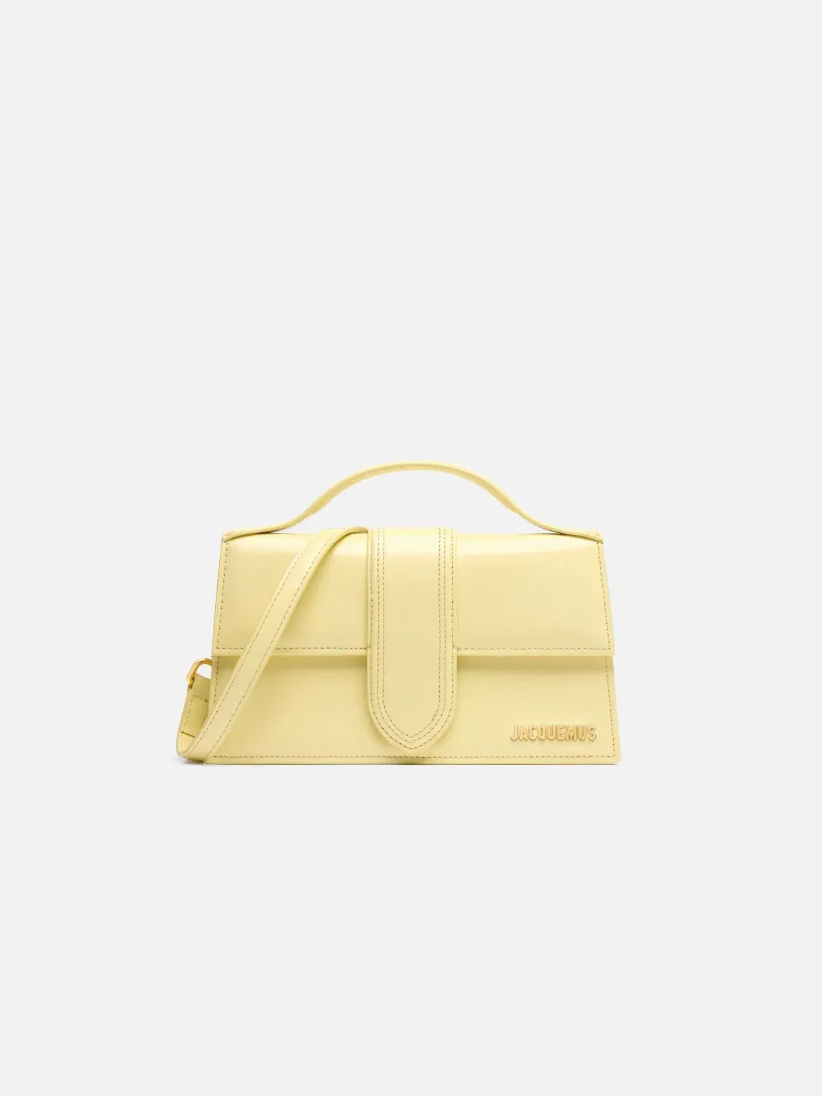 Jacquemus The Large Bambino Glazed Leather Structured Bag Pale Yellow